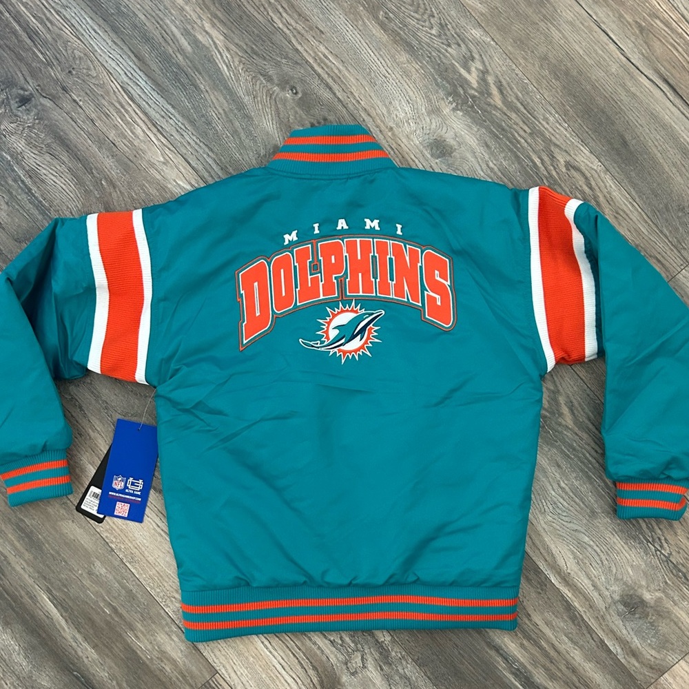 NWT kids Miami Dolphins NFl team jacket size medium 10/12